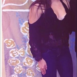 Off the shoulder, black lace top!
